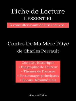 cover image of Fiche de lecture "L'ESSENTIEL"--Contes de ma mère l'Oye de Charles Perrault